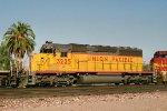 Union Pacific SD40-2 #3225 is westbound passing the depot 